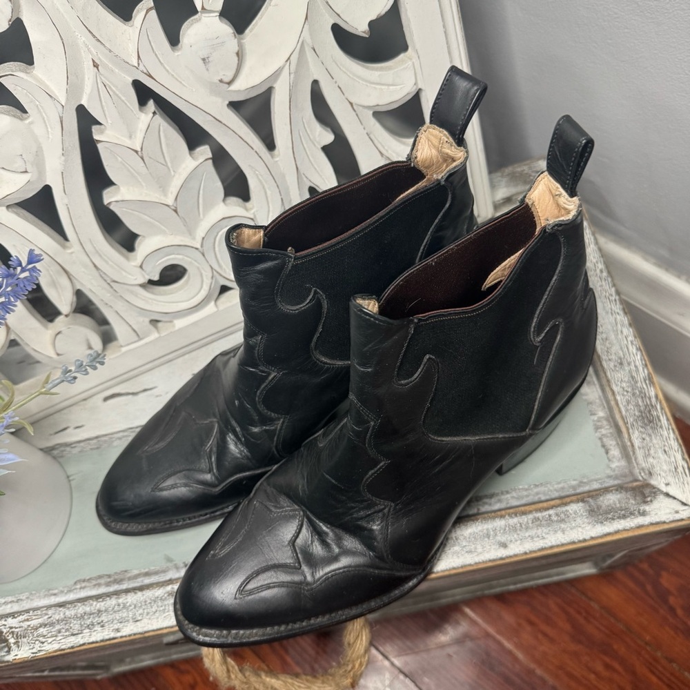 VINTAGE Western Pointed Toe Pull On Ankle Cowboy Boot Size 8.5EE Rodeo - Picture 5 of 16